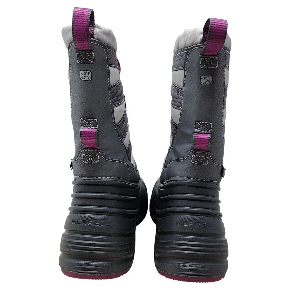 Merrell Snow Boots 5M Kids 6.5 Wom Snow Quest Lite 3 Grey Purple Waterproof 400g